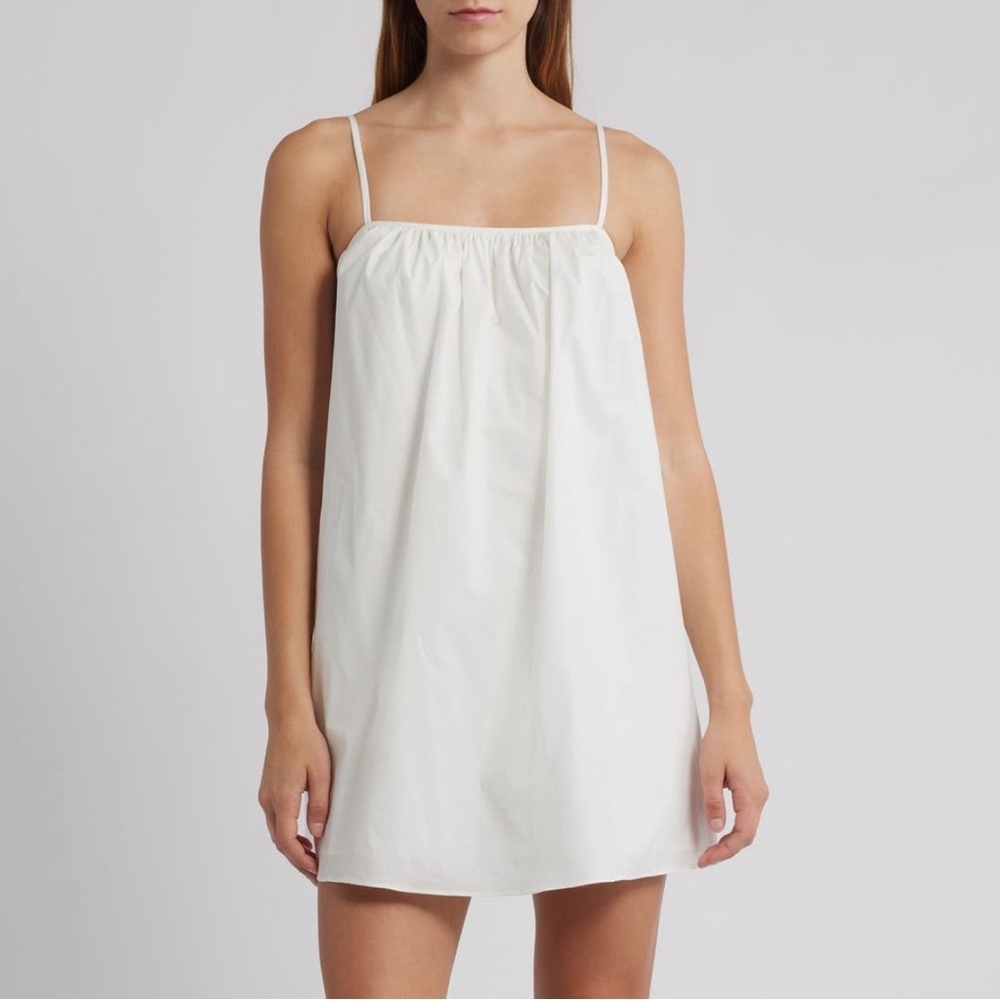 WAYF Ivory Cotton Cami Mini Dress NWT Small Adjustable Straps Minimalist Summer